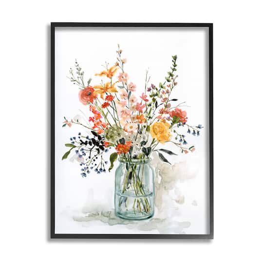 Stupell Industries Warm Summer Meadow Floral Bouquet Still Life Painting Framed Wall Art